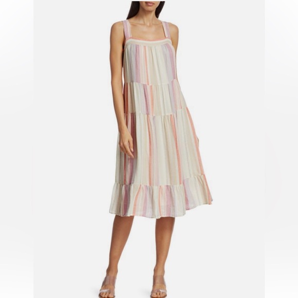RAILS Amaya Sleeveless Tiered Midi Dress in Juliette Stripe - Picture 2 of 12